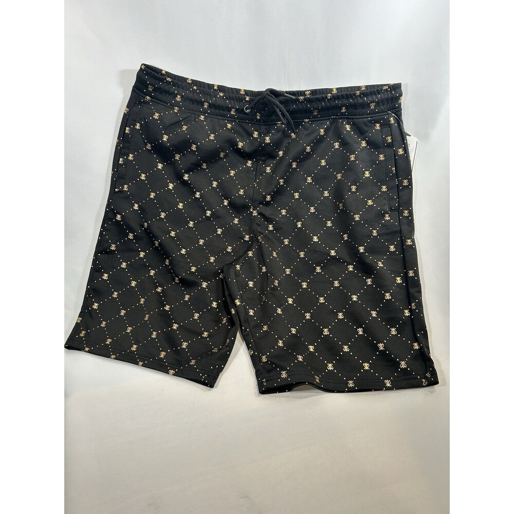 Drill Clothing Co Board Shorts Black W/Gold Bees Design Men's Size XL